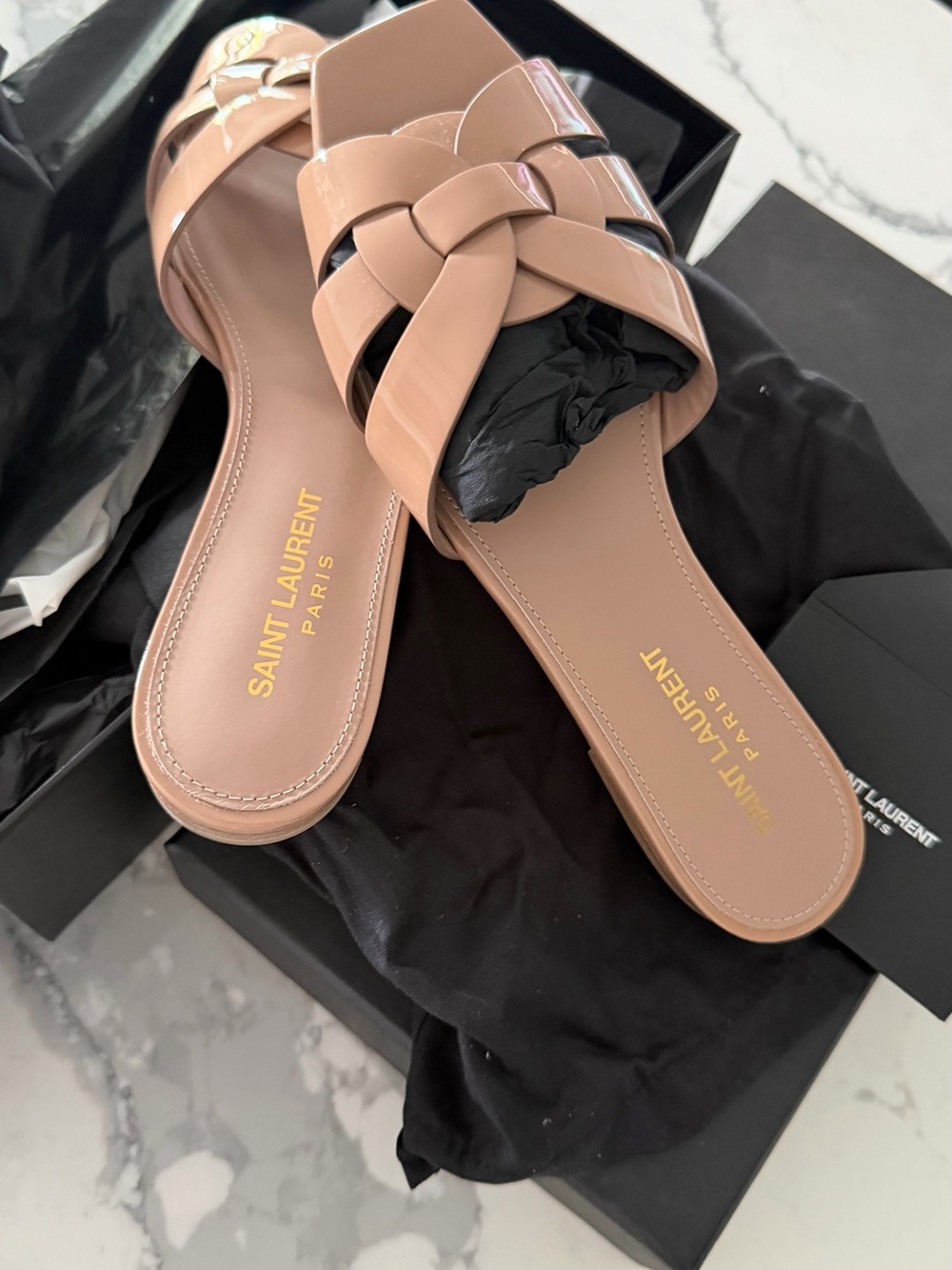Saint Laurent Nude tribute Slide Sandals - Picture 2 of 4